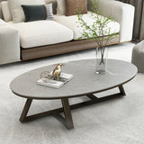 Glam Iron Cross Legs Cocktail Table Oval Slate Top Coffee Table Clearhalo 'Coffee & Accent Tables' 'Coffee Tables' 'coffee_tables' 'furn' 'furn_coffee_tables' 'Furniture' 'Living Room Furniture' 7656288