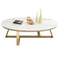 Glam Iron Cross Legs Cocktail Table Oval Slate Top Coffee Table Gold-White Clearhalo 'Coffee & Accent Tables' 'Coffee Tables' 'coffee_tables' 'furn' 'furn_coffee_tables' 'Furniture' 'Living Room Furniture' 7656289