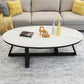 Glam Iron Cross Legs Cocktail Table Oval Slate Top Coffee Table Clearhalo 'Coffee & Accent Tables' 'Coffee Tables' 'coffee_tables' 'furn' 'furn_coffee_tables' 'Furniture' 'Living Room Furniture' 7656300