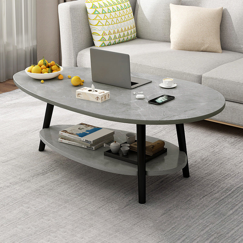 Contemporary Wooden Coffee Table 4 Legs Cocktail Table with Shelf Clearhalo 'Coffee & Accent Tables' 'Coffee Tables' 'coffee_tables' 'furn' 'furn_coffee_tables' 'Furniture' 'Living Room Furniture' 7656307