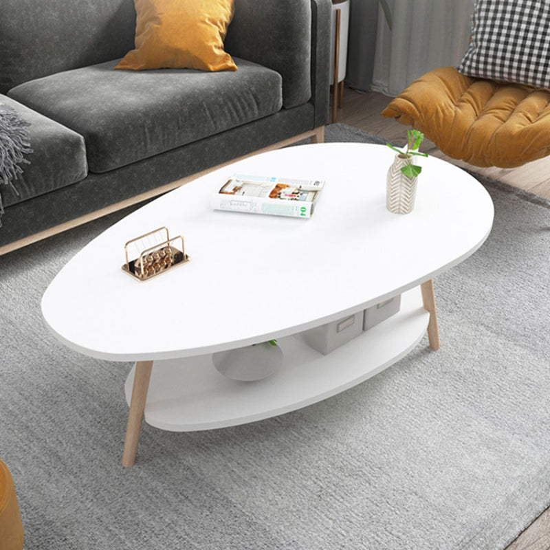 Contemporary Wooden Coffee Table 4 Legs Cocktail Table with Shelf Clearhalo 'Coffee & Accent Tables' 'Coffee Tables' 'coffee_tables' 'furn' 'furn_coffee_tables' 'Furniture' 'Living Room Furniture' 7656309