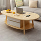 Contemporary Wooden Coffee Table 4 Legs Cocktail Table with Shelf 47"L x 24"W x 16.5"H Natural Drawers Included Clearhalo 'Coffee & Accent Tables' 'Coffee Tables' 'coffee_tables' 'furn' 'furn_coffee_tables' 'Furniture' 'Living Room Furniture' 7656316