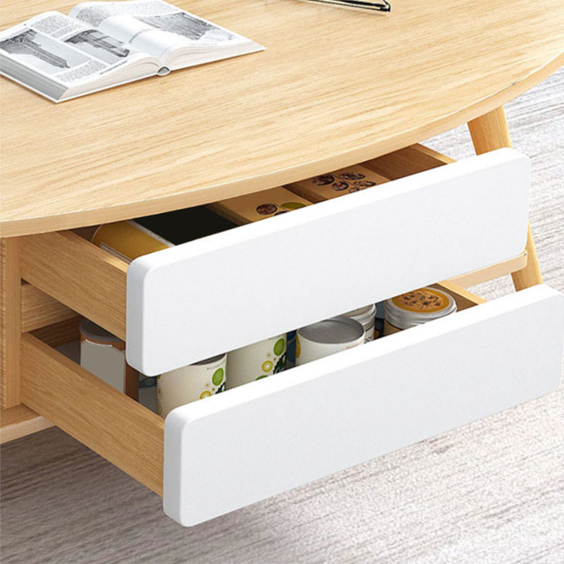 Contemporary Wooden Coffee Table 4 Legs Cocktail Table with Shelf Clearhalo 'Coffee & Accent Tables' 'Coffee Tables' 'coffee_tables' 'furn' 'furn_coffee_tables' 'Furniture' 'Living Room Furniture' 7656317