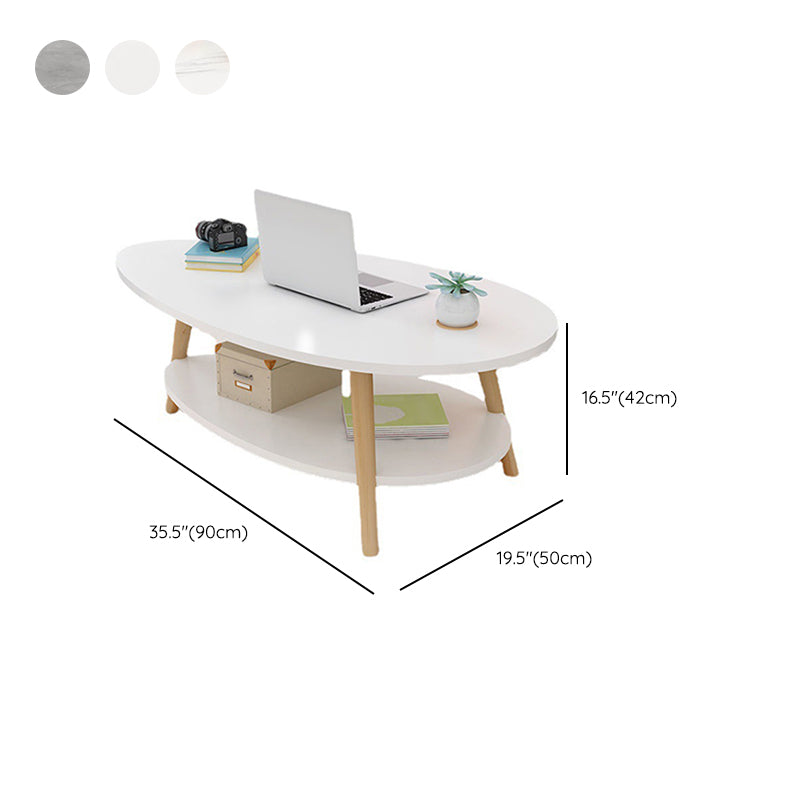 Contemporary Wooden Coffee Table 4 Legs Cocktail Table with Shelf Clearhalo 'Coffee & Accent Tables' 'Coffee Tables' 'coffee_tables' 'furn' 'furn_coffee_tables' 'Furniture' 'Living Room Furniture' 7656321