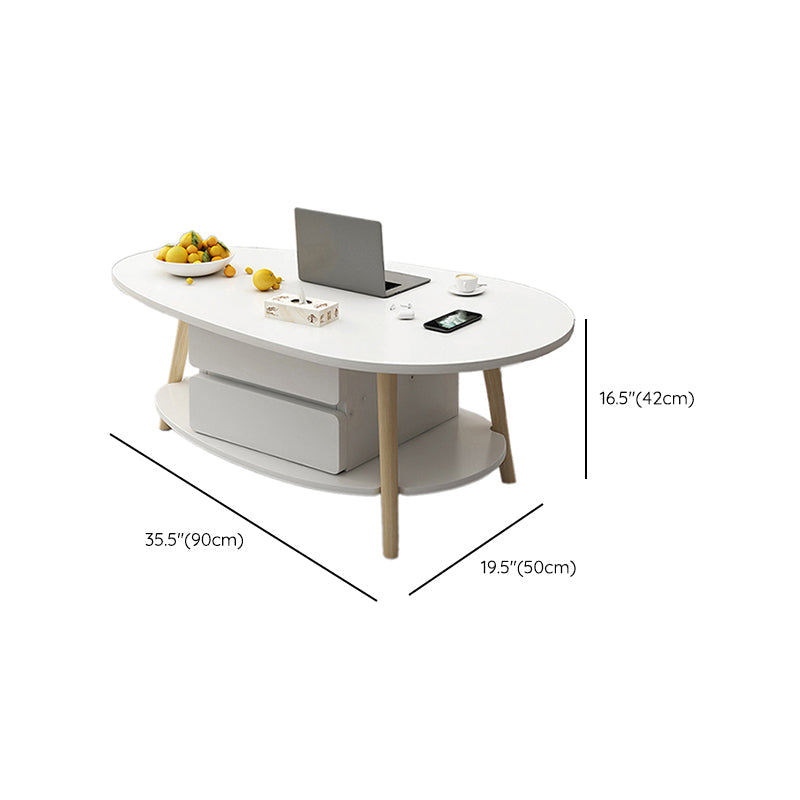 Contemporary Wooden Coffee Table 4 Legs Cocktail Table with Shelf Clearhalo 'Coffee & Accent Tables' 'Coffee Tables' 'coffee_tables' 'furn' 'furn_coffee_tables' 'Furniture' 'Living Room Furniture' 7656323