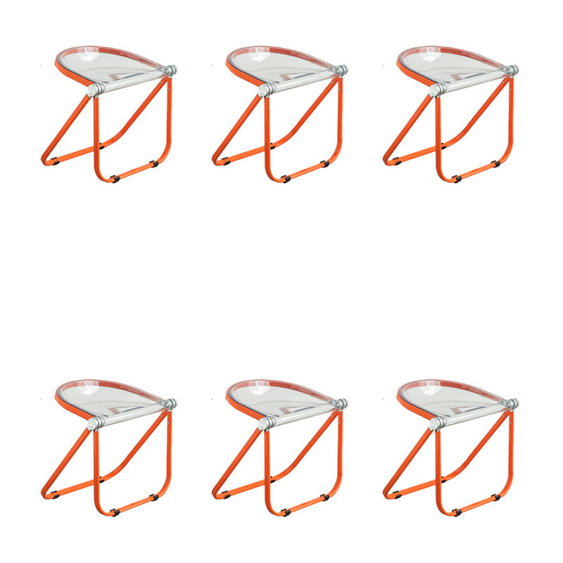 Modern Style Dining Chair Plastic Folding Side Chair for Dining Room Orange 6 Piece Set Clearhalo 'Dining Chairs' 'Dining Tables & Seating' 'dining_chair' 'furn' 'furn_dining_chair' 'Furniture' 'Kitchen & Dining Furniture' 7656724