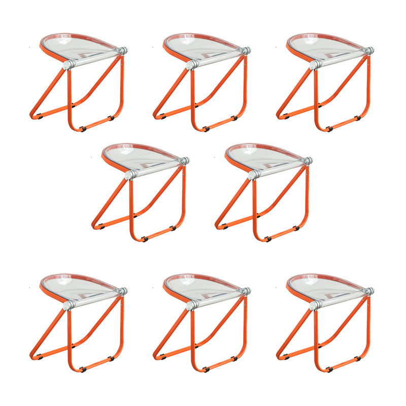 Modern Style Dining Chair Plastic Folding Side Chair for Dining Room Orange 8 Piece Set Clearhalo 'Dining Chairs' 'Dining Tables & Seating' 'dining_chair' 'furn' 'furn_dining_chair' 'Furniture' 'Kitchen & Dining Furniture' 7656725