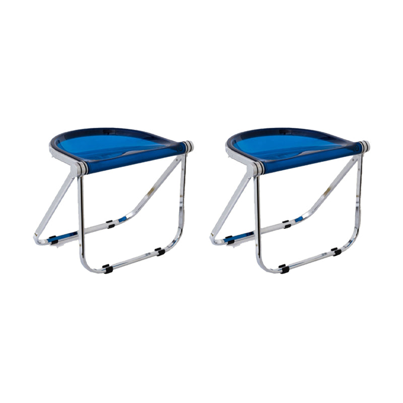 Modern Style Dining Chair Plastic Folding Side Chair for Dining Room Blue 2 Piece Set Clearhalo 'Dining Chairs' 'Dining Tables & Seating' 'dining_chair' 'furn' 'furn_dining_chair' 'Furniture' 'Kitchen & Dining Furniture' 7656732