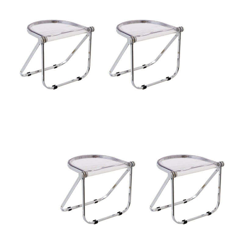 Modern Style Dining Chair Plastic Folding Side Chair for Dining Room Clear 4 Piece Set Clearhalo 'Dining Chairs' 'Dining Tables & Seating' 'dining_chair' 'furn' 'furn_dining_chair' 'Furniture' 'Kitchen & Dining Furniture' 7656743
