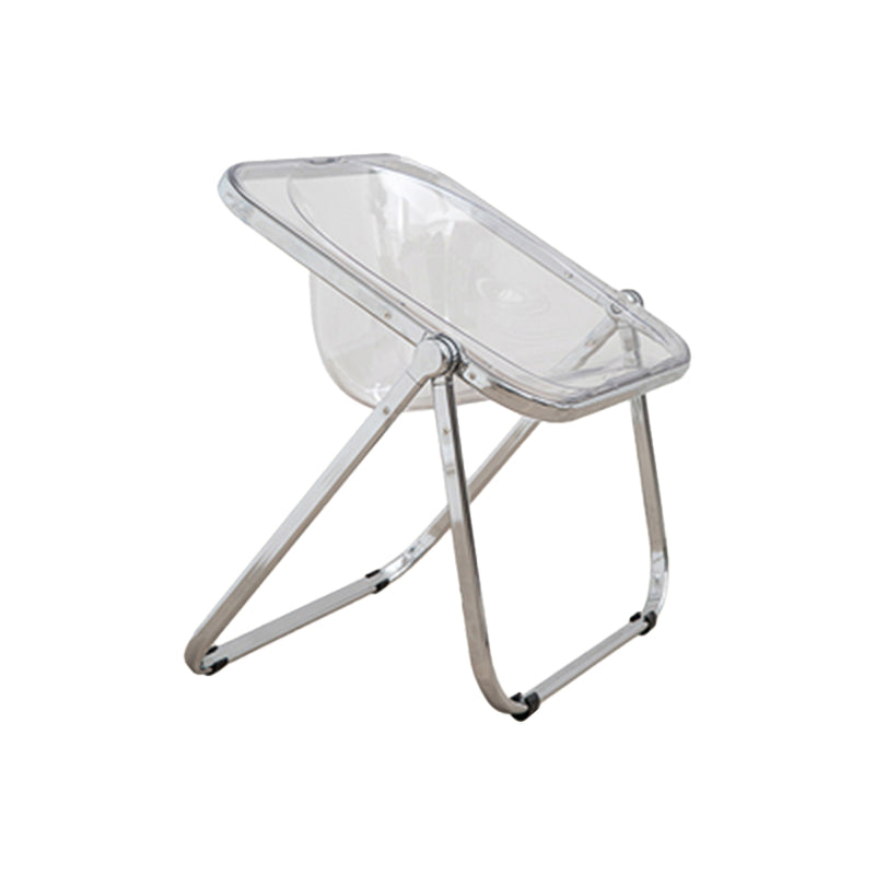 Modern Style Dining Chair Plastic Folding Side Chair for Dining Room Silver Clear 1 Piece Clearhalo 'Dining Chairs' 'Dining Tables & Seating' 'dining_chair' 'furn' 'furn_dining_chair' 'Furniture' 'Kitchen & Dining Furniture' 7656756