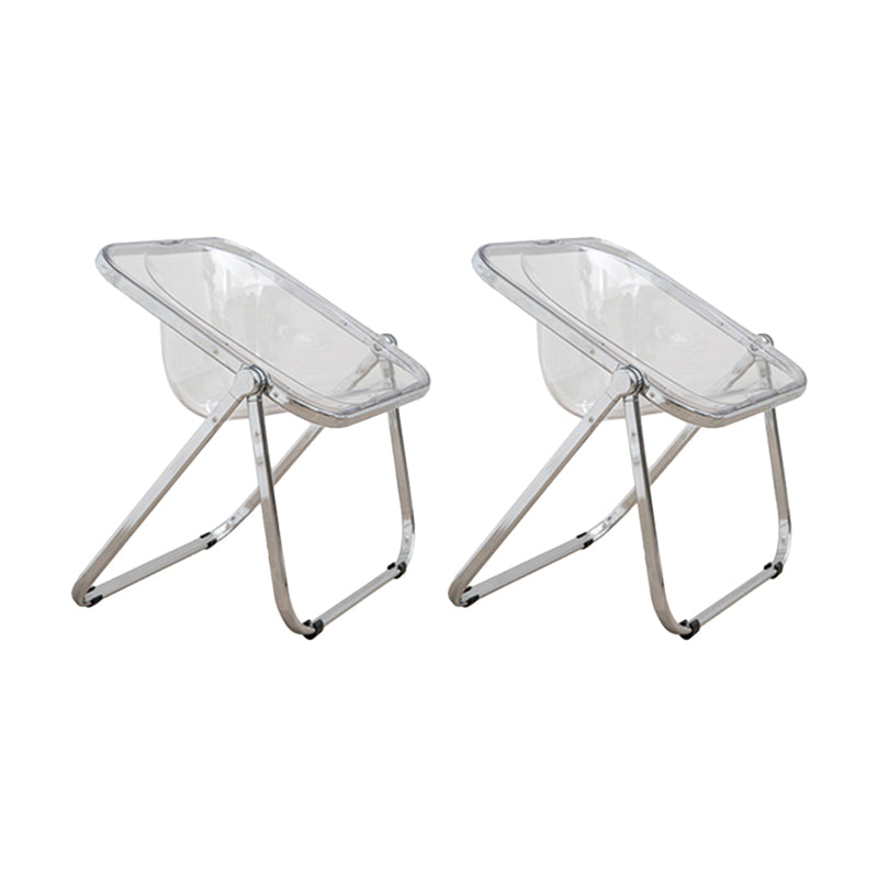 Modern Style Dining Chair Plastic Folding Side Chair for Dining Room Silver Clear 2 Piece Set Clearhalo 'Dining Chairs' 'Dining Tables & Seating' 'dining_chair' 'furn' 'furn_dining_chair' 'Furniture' 'Kitchen & Dining Furniture' 7656757