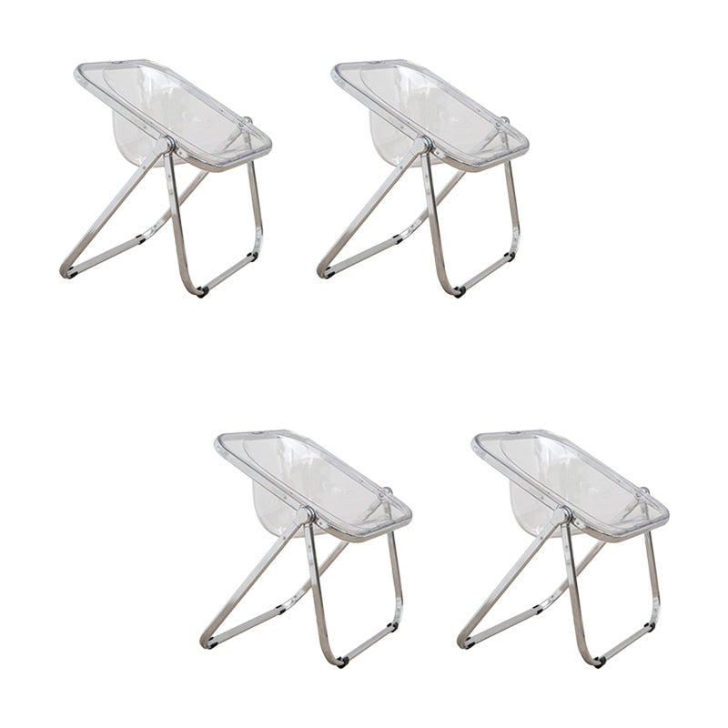Modern Style Dining Chair Plastic Folding Side Chair for Dining Room Silver Clear 4 Piece Set Clearhalo 'Dining Chairs' 'Dining Tables & Seating' 'dining_chair' 'furn' 'furn_dining_chair' 'Furniture' 'Kitchen & Dining Furniture' 7656758