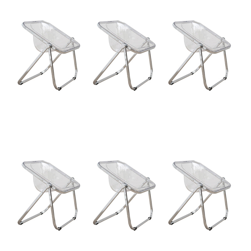 Modern Style Dining Chair Plastic Folding Side Chair for Dining Room Silver Clear 6 Piece Set Clearhalo 'Dining Chairs' 'Dining Tables & Seating' 'dining_chair' 'furn' 'furn_dining_chair' 'Furniture' 'Kitchen & Dining Furniture' 7656759