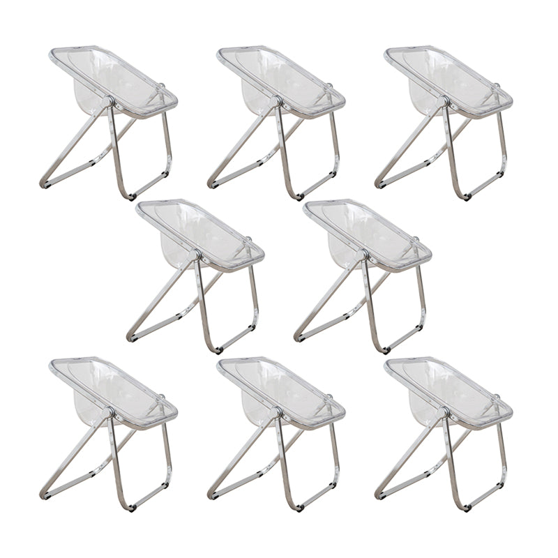 Modern Style Dining Chair Plastic Folding Side Chair for Dining Room Silver Clear 8 Piece Set Clearhalo 'Dining Chairs' 'Dining Tables & Seating' 'dining_chair' 'furn' 'furn_dining_chair' 'Furniture' 'Kitchen & Dining Furniture' 7656760