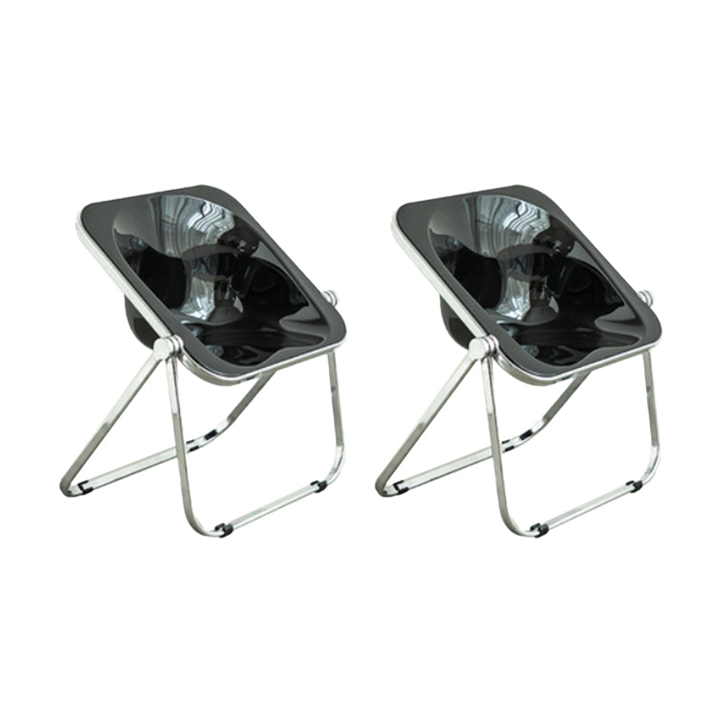 Modern Style Dining Chair Plastic Folding Side Chair for Dining Room Black-Silver 2 Piece Set Clearhalo 'Dining Chairs' 'Dining Tables & Seating' 'dining_chair' 'furn' 'furn_dining_chair' 'Furniture' 'Kitchen & Dining Furniture' 7656767
