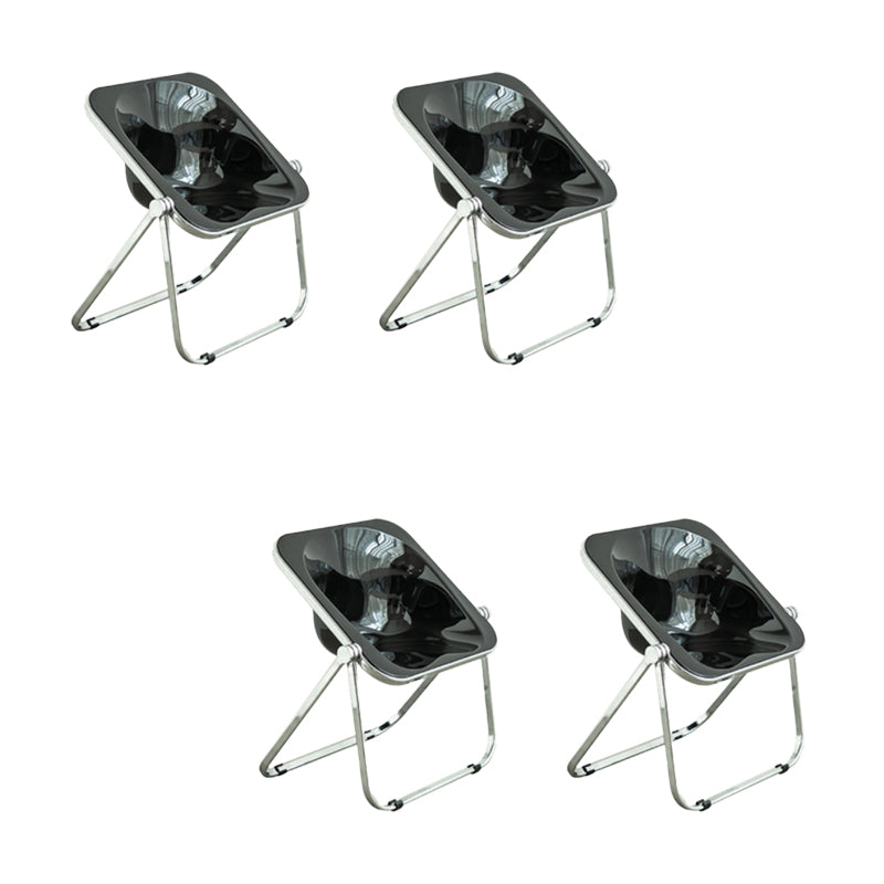 Modern Style Dining Chair Plastic Folding Side Chair for Dining Room Black-Silver 4 Piece Set Clearhalo 'Dining Chairs' 'Dining Tables & Seating' 'dining_chair' 'furn' 'furn_dining_chair' 'Furniture' 'Kitchen & Dining Furniture' 7656768