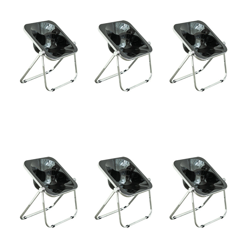 Modern Style Dining Chair Plastic Folding Side Chair for Dining Room Black-Silver 6 Piece Set Clearhalo 'Dining Chairs' 'Dining Tables & Seating' 'dining_chair' 'furn' 'furn_dining_chair' 'Furniture' 'Kitchen & Dining Furniture' 7656769