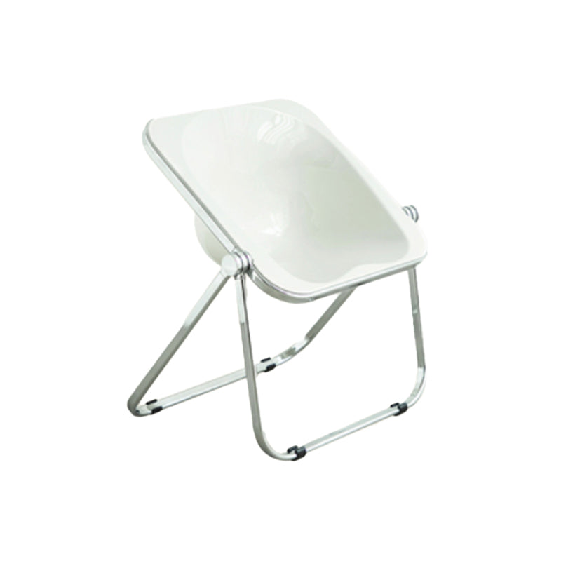 Modern Style Dining Chair Plastic Folding Side Chair for Dining Room White-Silver 1 Piece Clearhalo 'Dining Chairs' 'Dining Tables & Seating' 'dining_chair' 'furn' 'furn_dining_chair' 'Furniture' 'Kitchen & Dining Furniture' 7656771