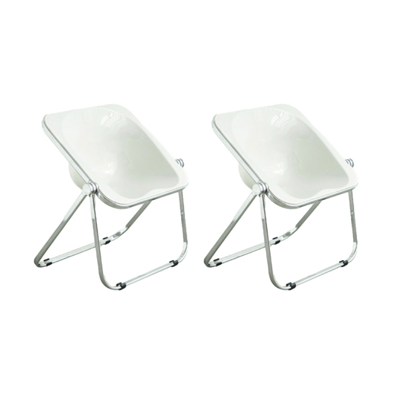 Modern Style Dining Chair Plastic Folding Side Chair for Dining Room White-Silver 2 Piece Set Clearhalo 'Dining Chairs' 'Dining Tables & Seating' 'dining_chair' 'furn' 'furn_dining_chair' 'Furniture' 'Kitchen & Dining Furniture' 7656772