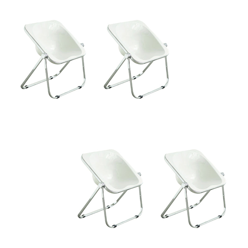 Modern Style Dining Chair Plastic Folding Side Chair for Dining Room White-Silver 4 Piece Set Clearhalo 'Dining Chairs' 'Dining Tables & Seating' 'dining_chair' 'furn' 'furn_dining_chair' 'Furniture' 'Kitchen & Dining Furniture' 7656773