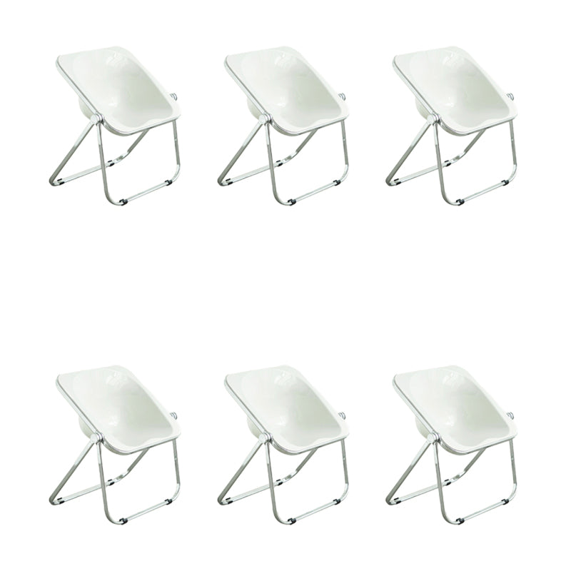 Modern Style Dining Chair Plastic Folding Side Chair for Dining Room White-Silver 6 Piece Set Clearhalo 'Dining Chairs' 'Dining Tables & Seating' 'dining_chair' 'furn' 'furn_dining_chair' 'Furniture' 'Kitchen & Dining Furniture' 7656774