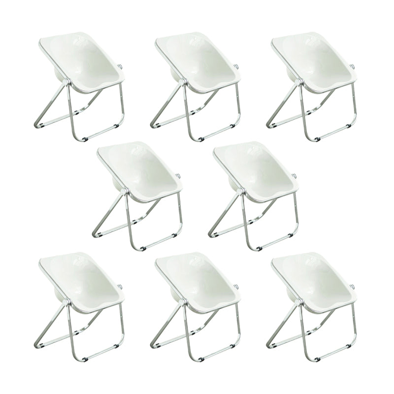 Modern Style Dining Chair Plastic Folding Side Chair for Dining Room White-Silver 8 Piece Set Clearhalo 'Dining Chairs' 'Dining Tables & Seating' 'dining_chair' 'furn' 'furn_dining_chair' 'Furniture' 'Kitchen & Dining Furniture' 7656775