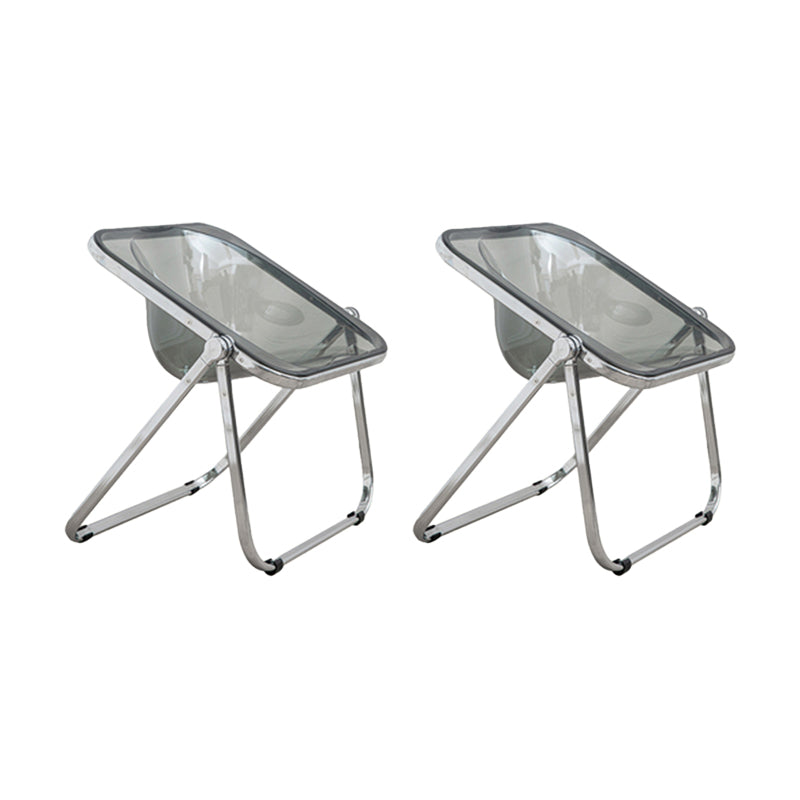 Modern Style Dining Chair Plastic Folding Side Chair for Dining Room Grey-Silver 2 Piece Set Clearhalo 'Dining Chairs' 'Dining Tables & Seating' 'dining_chair' 'furn' 'furn_dining_chair' 'Furniture' 'Kitchen & Dining Furniture' 7656777