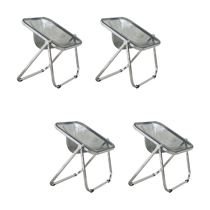 Modern Style Dining Chair Plastic Folding Side Chair for Dining Room Grey-Silver 4 Piece Set Clearhalo 'Dining Chairs' 'Dining Tables & Seating' 'dining_chair' 'furn' 'furn_dining_chair' 'Furniture' 'Kitchen & Dining Furniture' 7656778