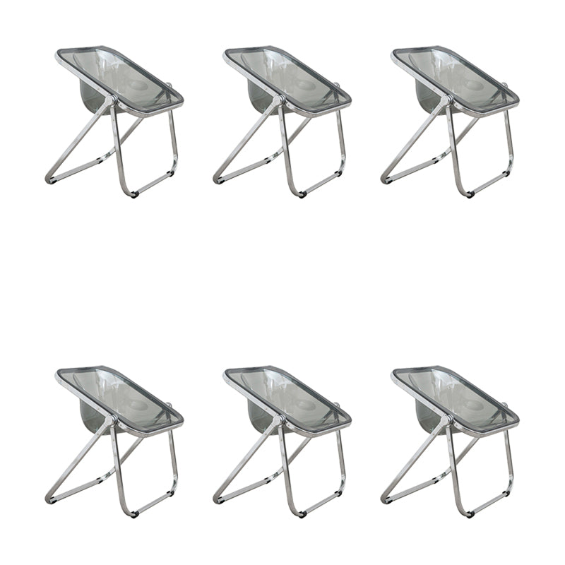 Modern Style Dining Chair Plastic Folding Side Chair for Dining Room Grey-Silver 6 Piece Set Clearhalo 'Dining Chairs' 'Dining Tables & Seating' 'dining_chair' 'furn' 'furn_dining_chair' 'Furniture' 'Kitchen & Dining Furniture' 7656779