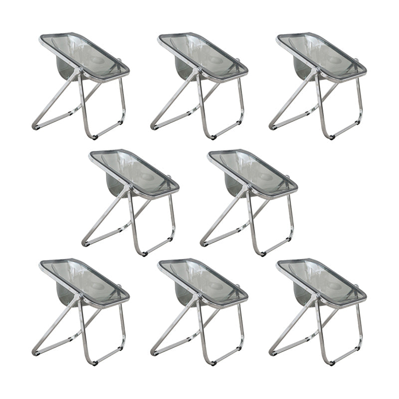 Modern Style Dining Chair Plastic Folding Side Chair for Dining Room Grey-Silver 8 Piece Set Clearhalo 'Dining Chairs' 'Dining Tables & Seating' 'dining_chair' 'furn' 'furn_dining_chair' 'Furniture' 'Kitchen & Dining Furniture' 7656780