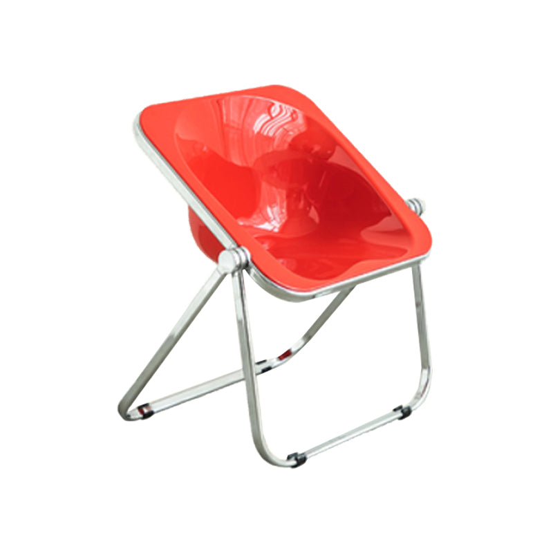 Modern Style Dining Chair Plastic Folding Side Chair for Dining Room Red Silver 1 Piece Clearhalo 'Dining Chairs' 'Dining Tables & Seating' 'dining_chair' 'furn' 'furn_dining_chair' 'Furniture' 'Kitchen & Dining Furniture' 7656781