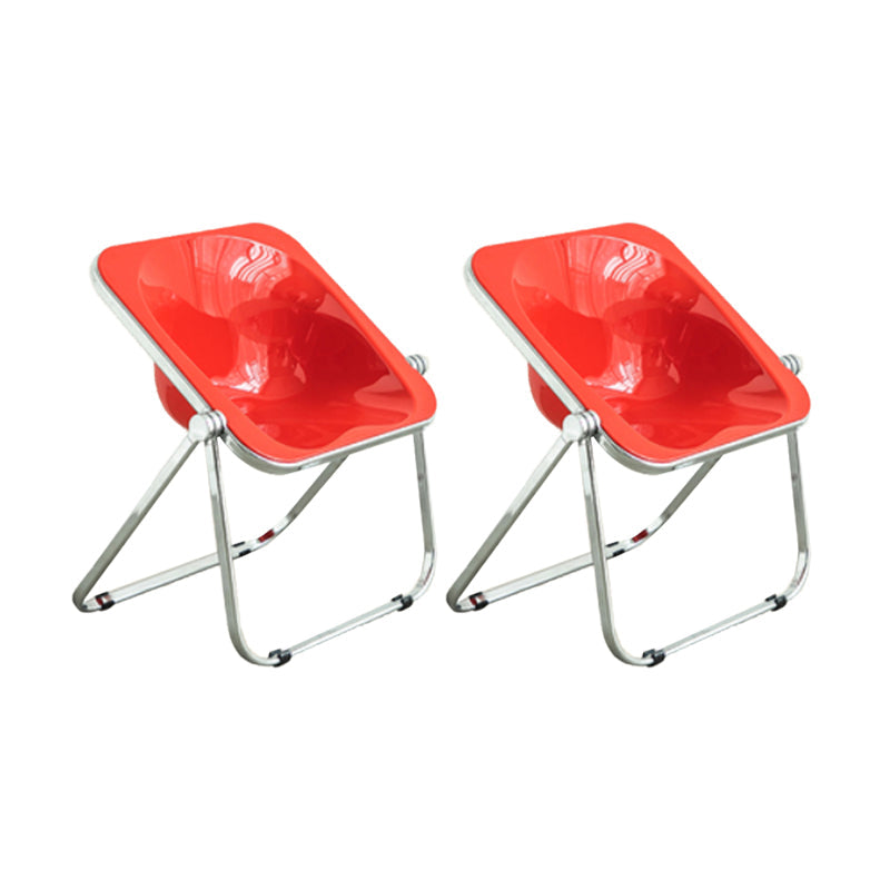 Modern Style Dining Chair Plastic Folding Side Chair for Dining Room Red Silver 2 Piece Set Clearhalo 'Dining Chairs' 'Dining Tables & Seating' 'dining_chair' 'furn' 'furn_dining_chair' 'Furniture' 'Kitchen & Dining Furniture' 7656782