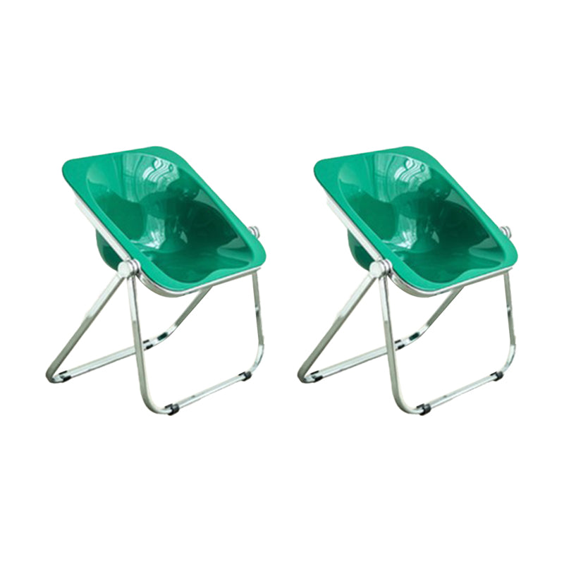 Modern Style Dining Chair Plastic Folding Side Chair for Dining Room Green Silver 2 Piece Set Clearhalo 'Dining Chairs' 'Dining Tables & Seating' 'dining_chair' 'furn' 'furn_dining_chair' 'Furniture' 'Kitchen & Dining Furniture' 7656787