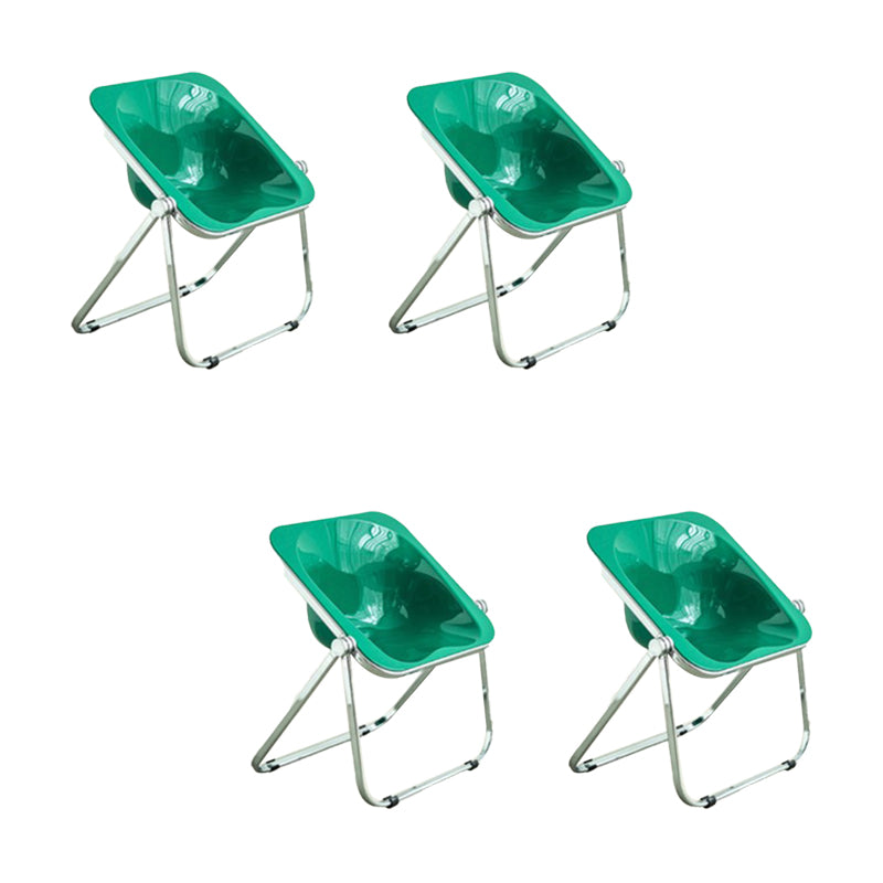 Modern Style Dining Chair Plastic Folding Side Chair for Dining Room Green Silver 4 Piece Set Clearhalo 'Dining Chairs' 'Dining Tables & Seating' 'dining_chair' 'furn' 'furn_dining_chair' 'Furniture' 'Kitchen & Dining Furniture' 7656788