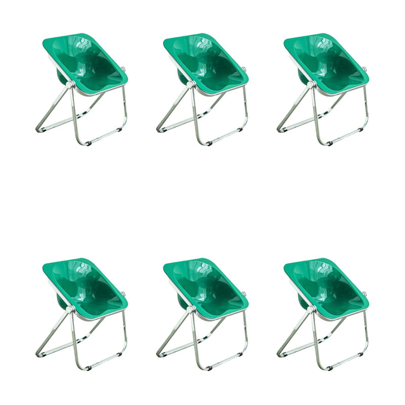 Modern Style Dining Chair Plastic Folding Side Chair for Dining Room Green Silver 6 Piece Set Clearhalo 'Dining Chairs' 'Dining Tables & Seating' 'dining_chair' 'furn' 'furn_dining_chair' 'Furniture' 'Kitchen & Dining Furniture' 7656789