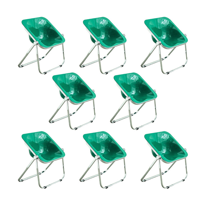 Modern Style Dining Chair Plastic Folding Side Chair for Dining Room Green Silver 8 Piece Set Clearhalo 'Dining Chairs' 'Dining Tables & Seating' 'dining_chair' 'furn' 'furn_dining_chair' 'Furniture' 'Kitchen & Dining Furniture' 7656790