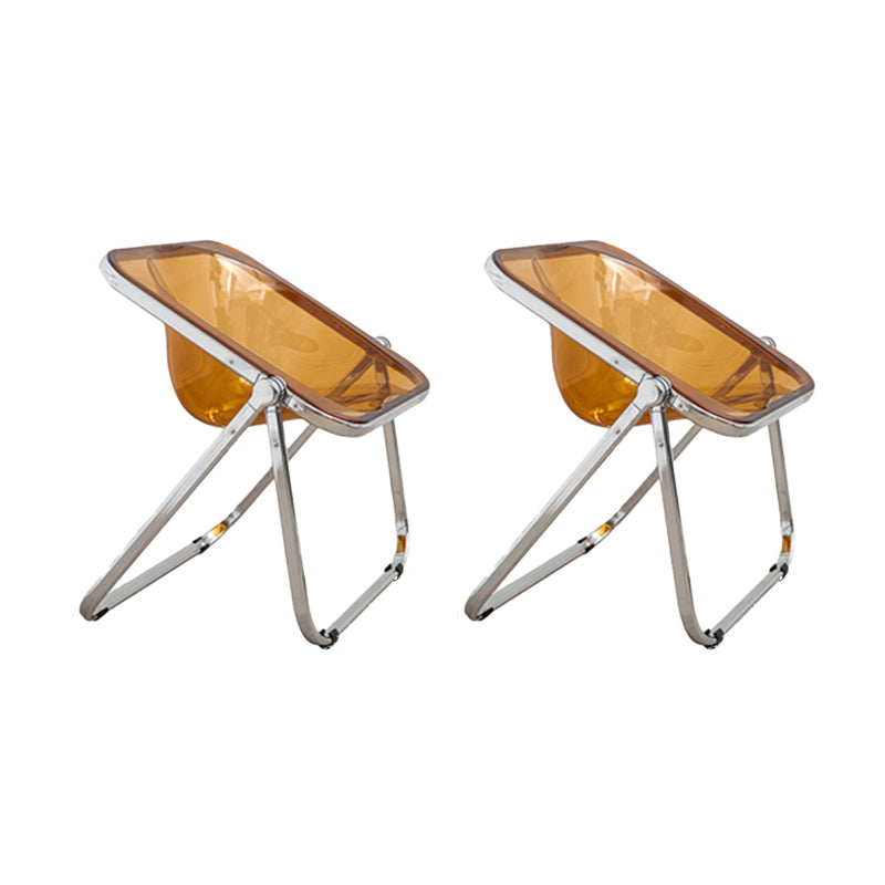 Modern Style Dining Chair Plastic Folding Side Chair for Dining Room Orange Silver 2 Piece Set Clearhalo 'Dining Chairs' 'Dining Tables & Seating' 'dining_chair' 'furn' 'furn_dining_chair' 'Furniture' 'Kitchen & Dining Furniture' 7656792