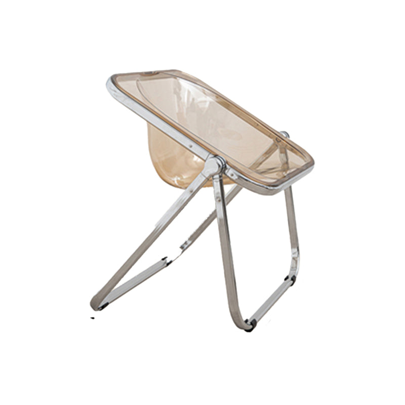 Modern Style Dining Chair Plastic Folding Side Chair for Dining Room Yellow-Silver 1 Piece Clearhalo 'Dining Chairs' 'Dining Tables & Seating' 'dining_chair' 'furn' 'furn_dining_chair' 'Furniture' 'Kitchen & Dining Furniture' 7656796