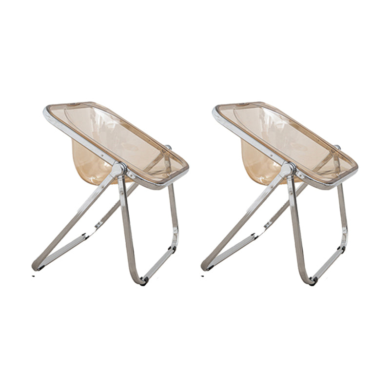 Modern Style Dining Chair Plastic Folding Side Chair for Dining Room Yellow-Silver 2 Piece Set Clearhalo 'Dining Chairs' 'Dining Tables & Seating' 'dining_chair' 'furn' 'furn_dining_chair' 'Furniture' 'Kitchen & Dining Furniture' 7656797