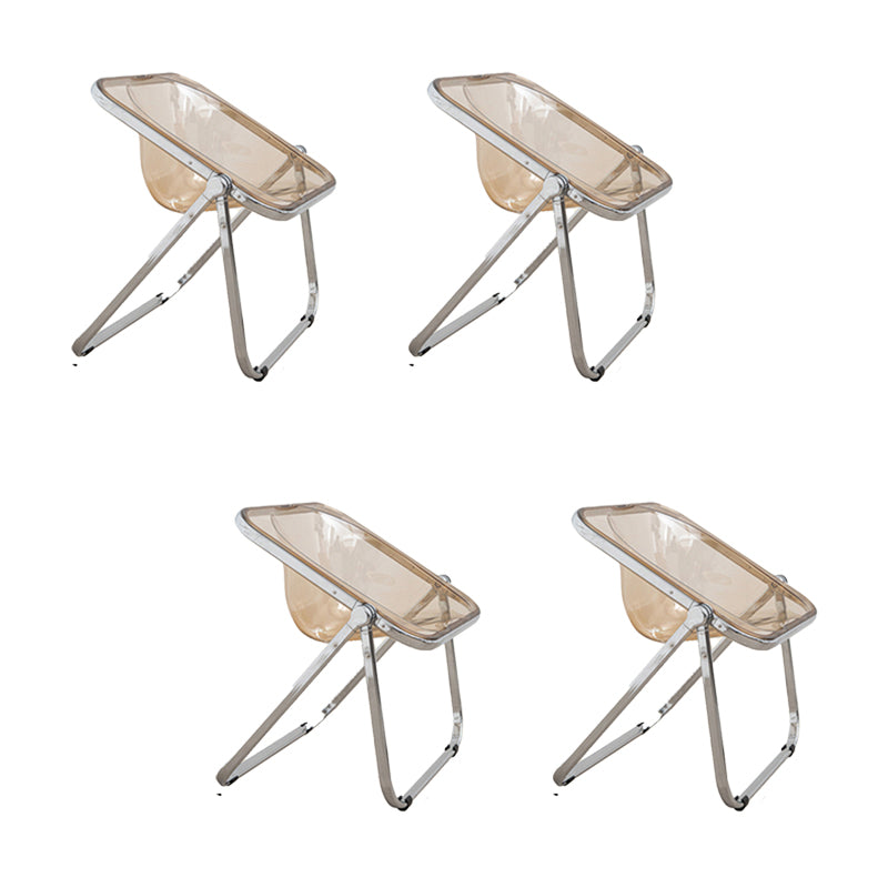 Modern Style Dining Chair Plastic Folding Side Chair for Dining Room Yellow-Silver 4 Piece Set Clearhalo 'Dining Chairs' 'Dining Tables & Seating' 'dining_chair' 'furn' 'furn_dining_chair' 'Furniture' 'Kitchen & Dining Furniture' 7656798