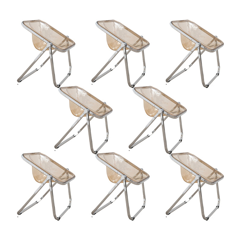 Modern Style Dining Chair Plastic Folding Side Chair for Dining Room Yellow-Silver 8 Piece Set Clearhalo 'Dining Chairs' 'Dining Tables & Seating' 'dining_chair' 'furn' 'furn_dining_chair' 'Furniture' 'Kitchen & Dining Furniture' 7656800