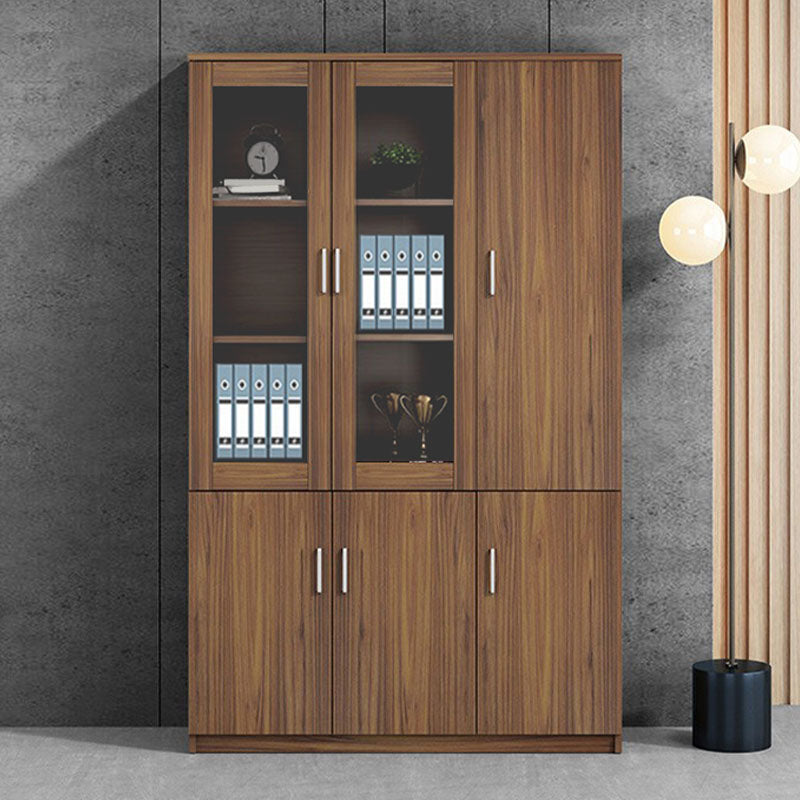 Medieval Modern File Cabinet Wooden Frame Storage Vertical File Cabinet 47"L x 16"W x 79"H Walnut Clearhalo 'Filing Cabinets' 'filling_cabinets' 'furn' 'furn_filling_cabinets' 'Furniture' 'Office Furniture' 7657090