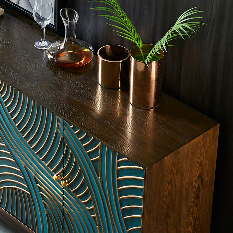 Scaffali regolabili in stile glam credenza a buffet in legno massiccio con porte