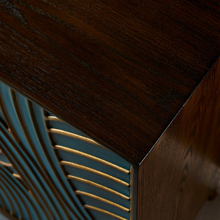 Scaffali regolabili in stile glam credenza a buffet in legno massiccio con porte