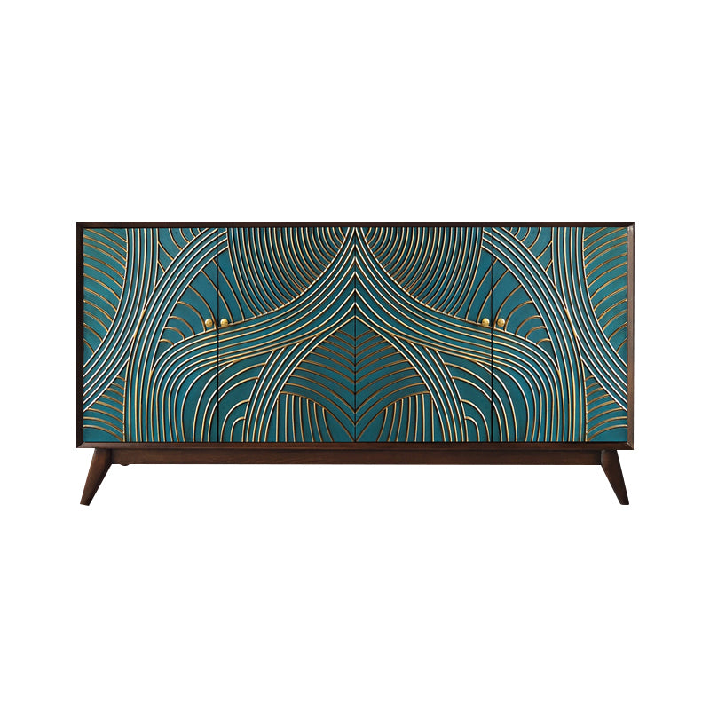 Scaffali regolabili in stile glam credenza a buffet in legno massiccio con porte