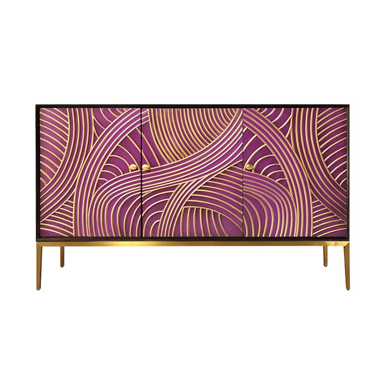 Scaffali regolabili in stile glam credenza a buffet in legno massiccio con porte