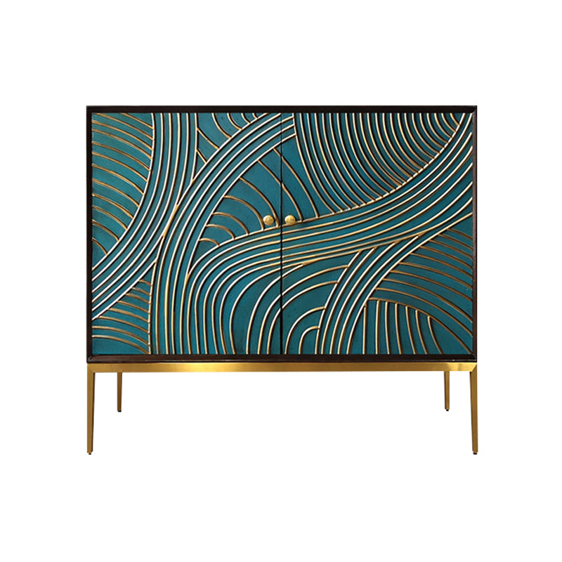 Scaffali regolabili in stile glam credenza a buffet in legno massiccio con porte