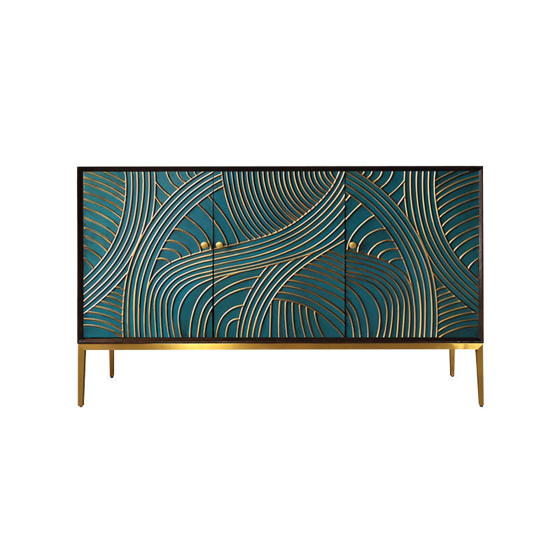 Scaffali regolabili in stile glam credenza a buffet in legno massiccio con porte