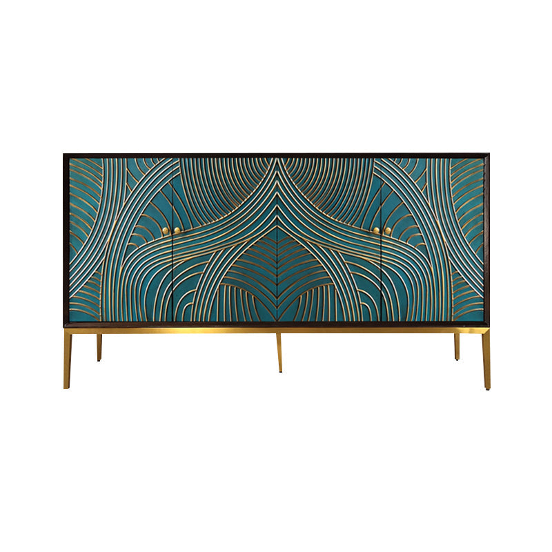 Scaffali regolabili in stile glam credenza a buffet in legno massiccio con porte