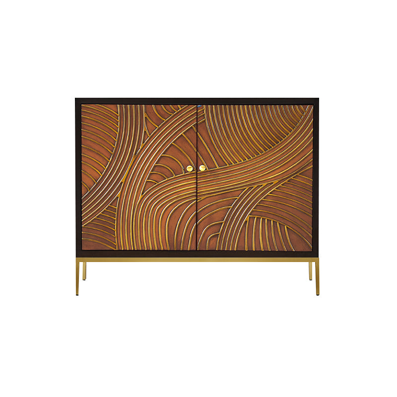 Scaffali regolabili in stile glam credenza a buffet in legno massiccio con porte